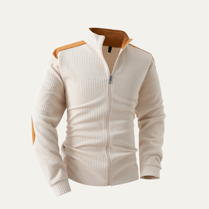Relaxed Fit Men's Zip Up Patchwork Jacket
