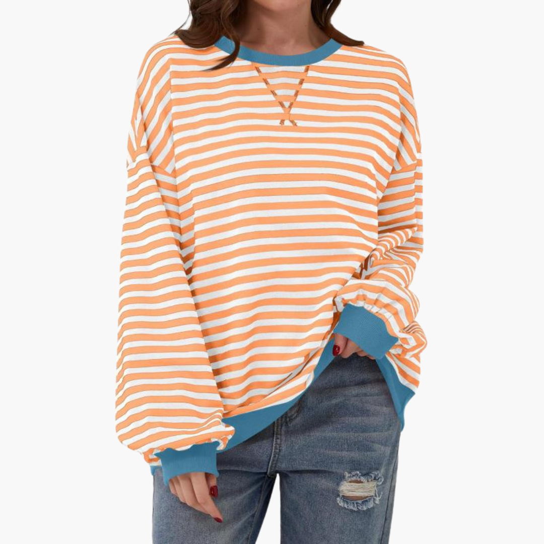 Relaxed Fit Women's Stripe Sweatshirt – Soft Long Sleeve Top