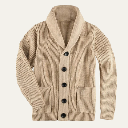 Cozy Men's Crew Neck Thick Knit Cardigan