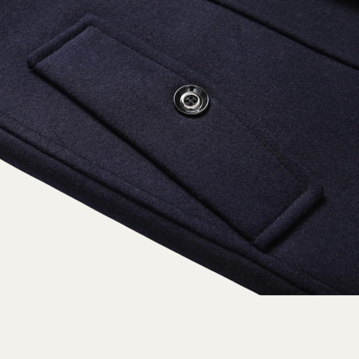 Classic Men's Wool Trench Coat with Lapel Collar