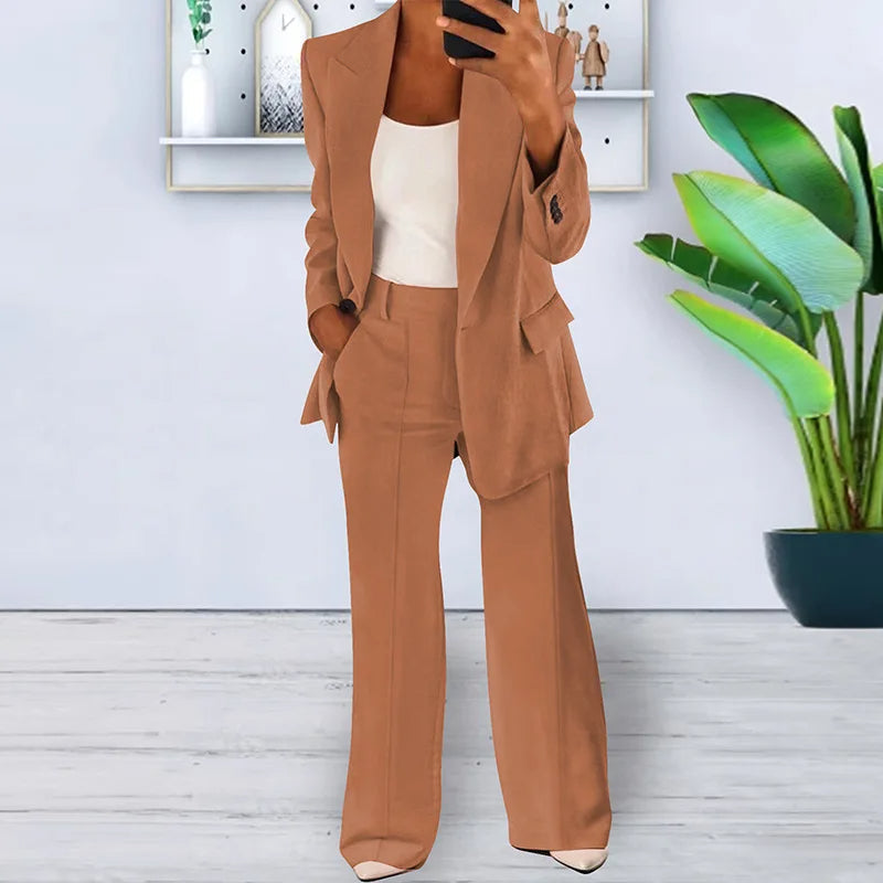 Ladies Classic Wide Leg Suit Pants