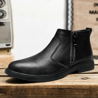 Brown Leather Men's Zip Ankle Boots