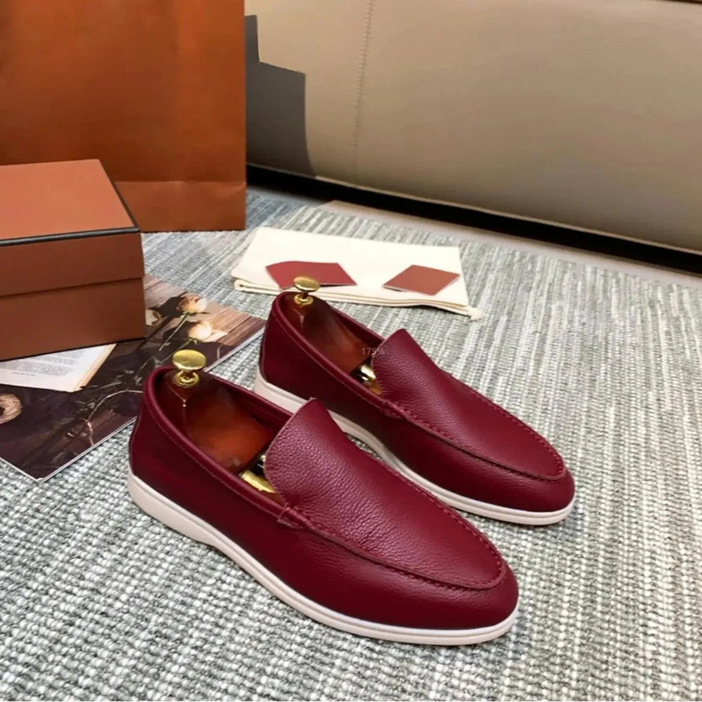 Classic Slip On Leather Loafers - Olytrend