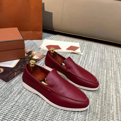 Classic Slip On Leather Loafers - Olytrend