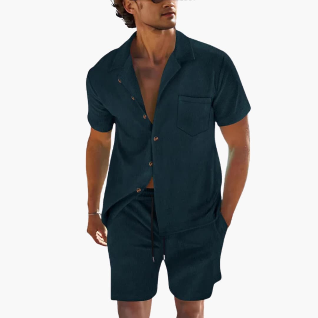 Men's Casual Shorts Set with Short Sleeve Top
