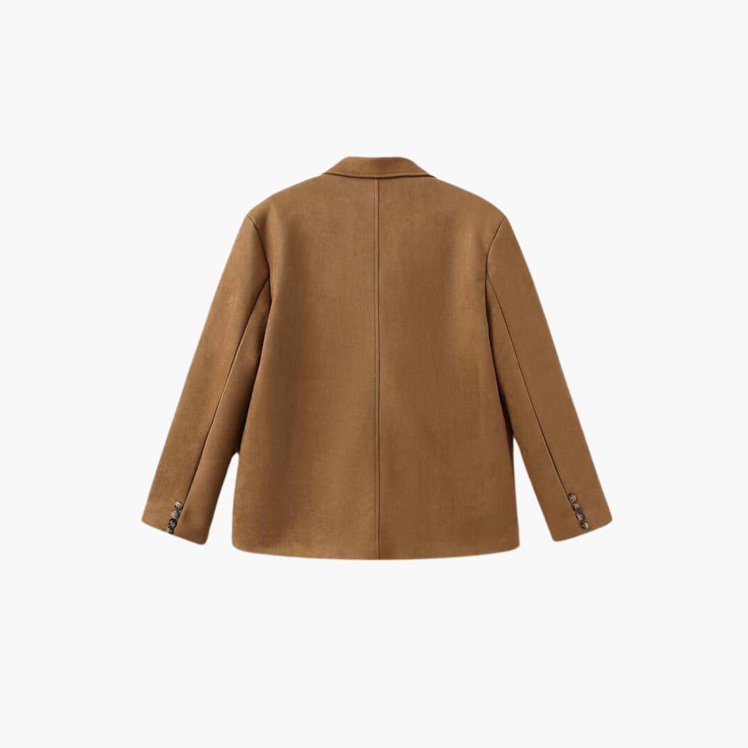 Chic Ladies Suede Coat with Button Front
