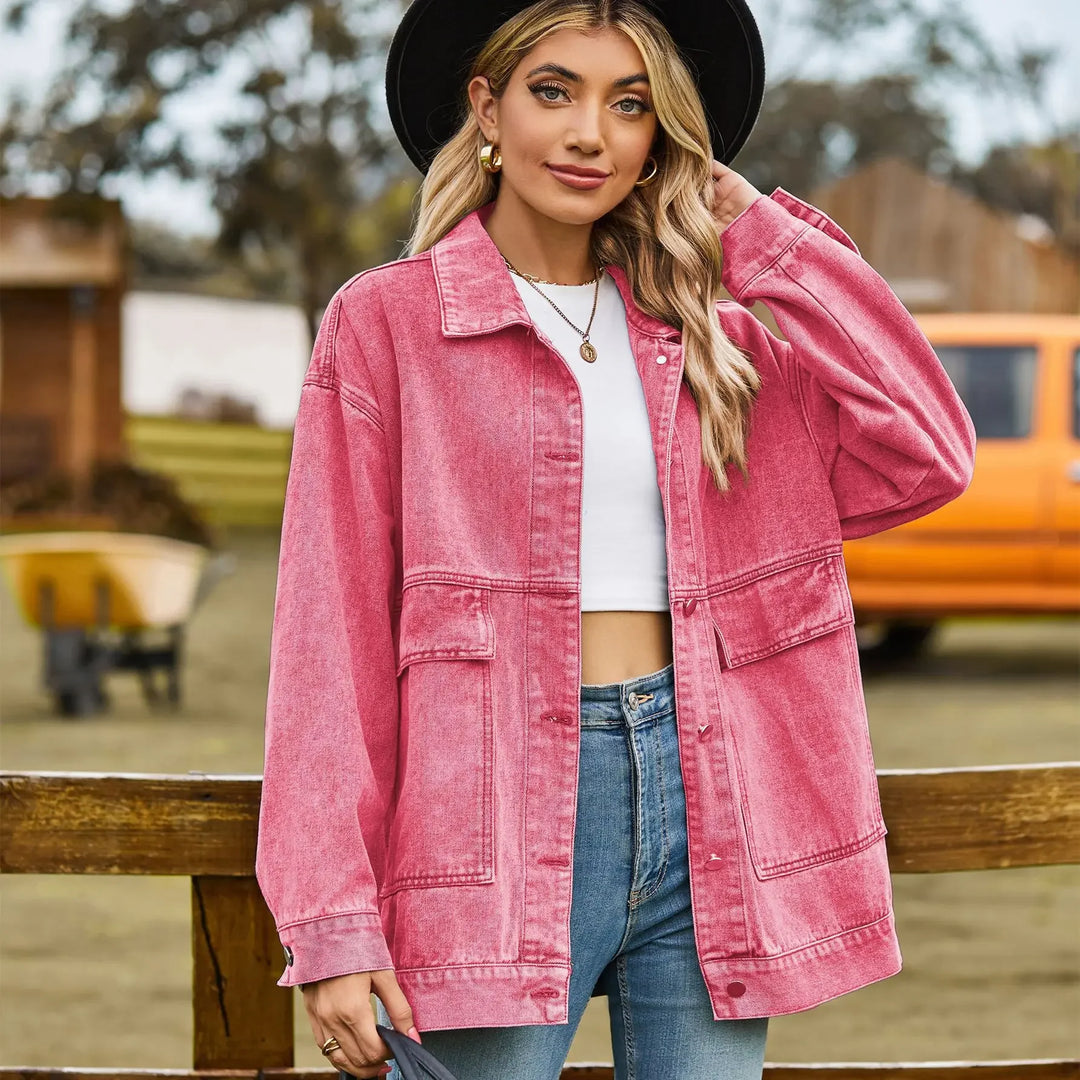Timeless Retro Blue Jeans Jacket for Ladies