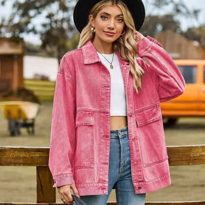 Timeless Retro Blue Jeans Jacket for Ladies