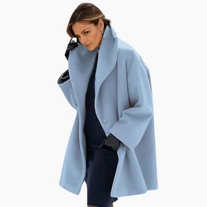 Ladies' Coat with Oversized Collar and Fitted Sleeves