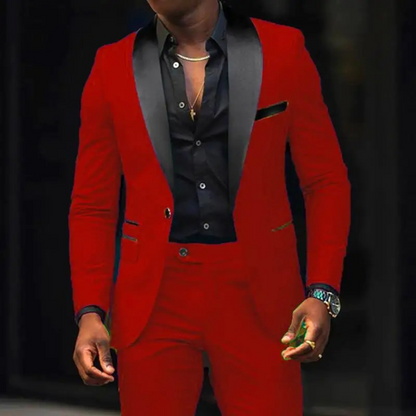 Men's Tailored Fit Peak Lapel Suit Jacket Set