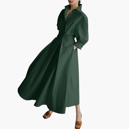 Flattering Midi Dress with Belted Waist and Front Buttons