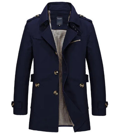 Waterproof Mens Long Trench Coat with Belt - Nocini