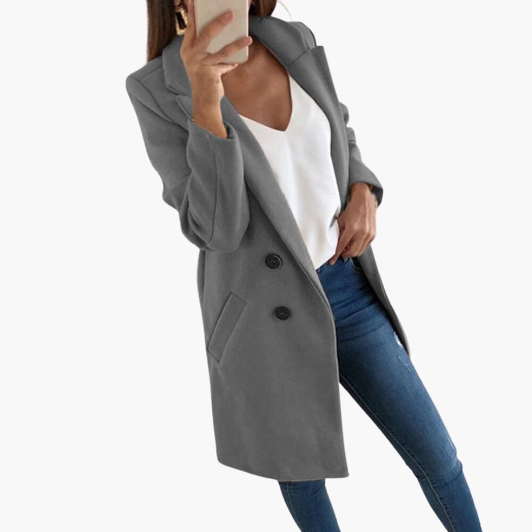 Ladies Classic Long Sleeve Button Coat