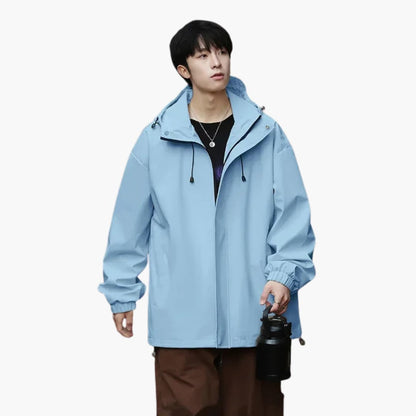 Waterproof Hooded Zip Up Mens Jacket with Adjustable Hem