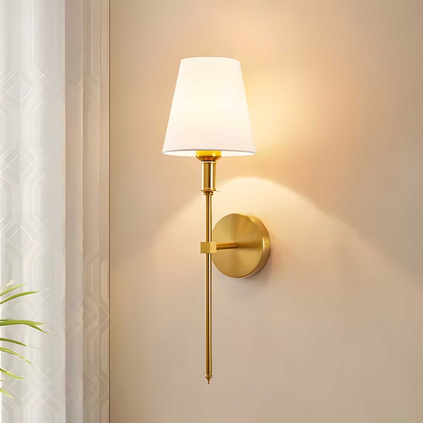 Classic Gold Sconce Light with Rounded Shade - Nocini