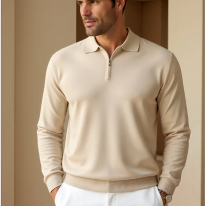 Classic Men's Quarter Zip Knit Polo Sweater