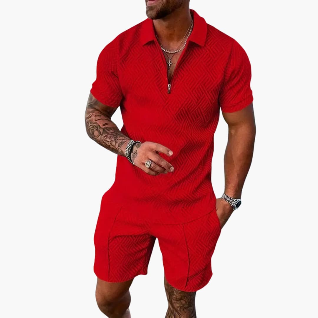 Men's Athletic Zip Up Shorts Set