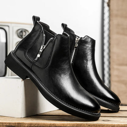 Classic Men's Chelsea Brown Leather Boots