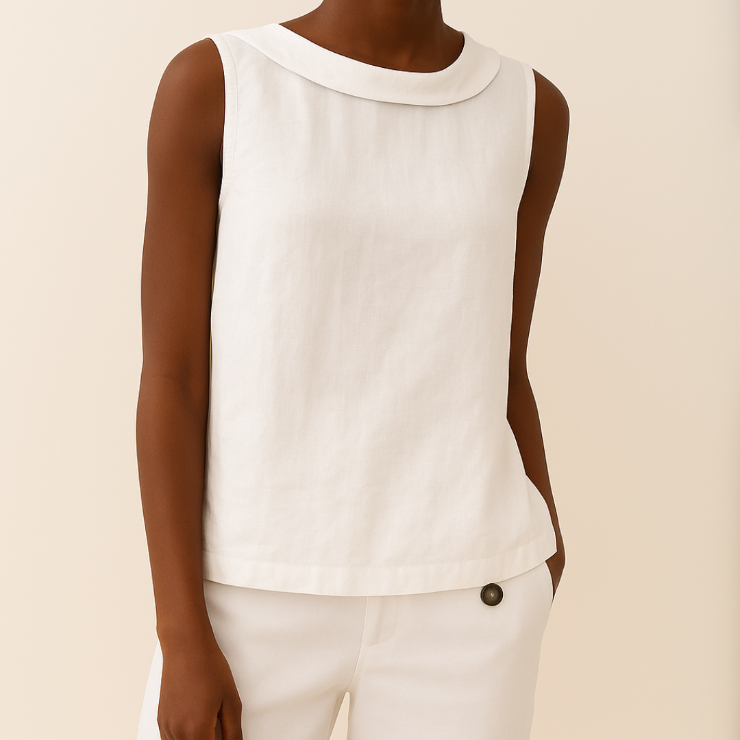 Summer Tank Top with Ruffled Neckline and Flared Bottom