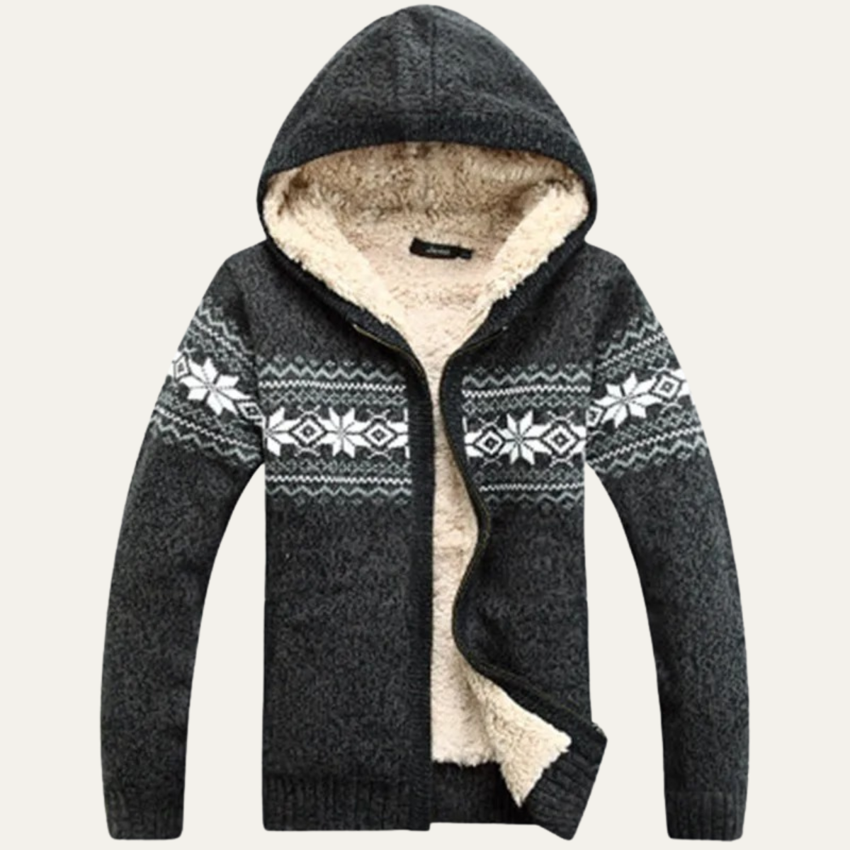 Warm Nordic Pattern Men's Knit Zip Jacket