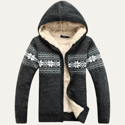 Warm Nordic Pattern Men's Knit Zip Jacket