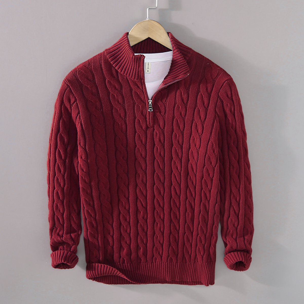 Men's Soft Knit Cable Crew Neck Sweater