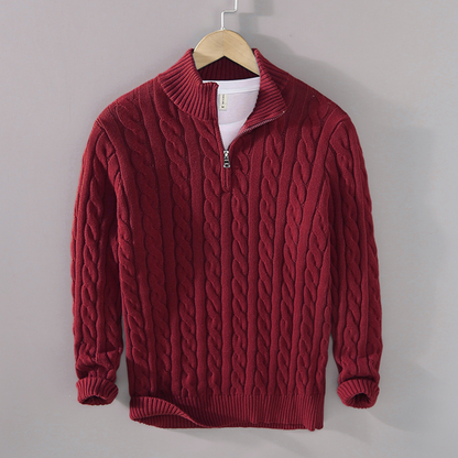 Men's Soft Knit Cable Crew Neck Sweater