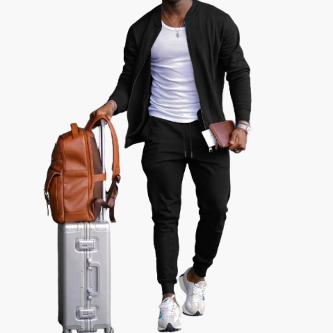 Men's 2-Piece Tracksuit with Zipper Jacket and Pants