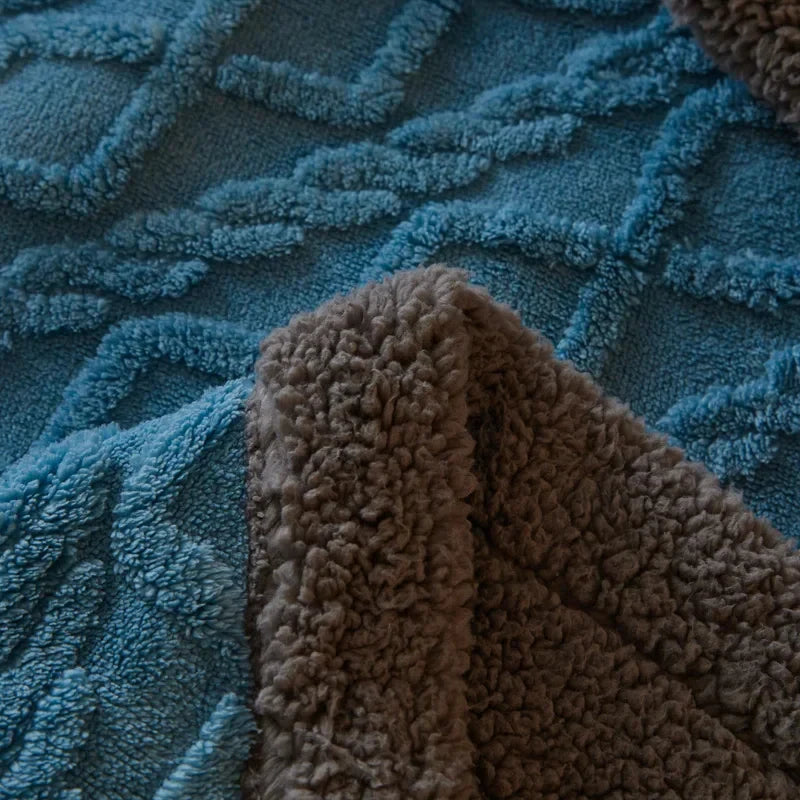 Cable Knit Sherpa Throw Blanket with Cozy Sherpa Lining