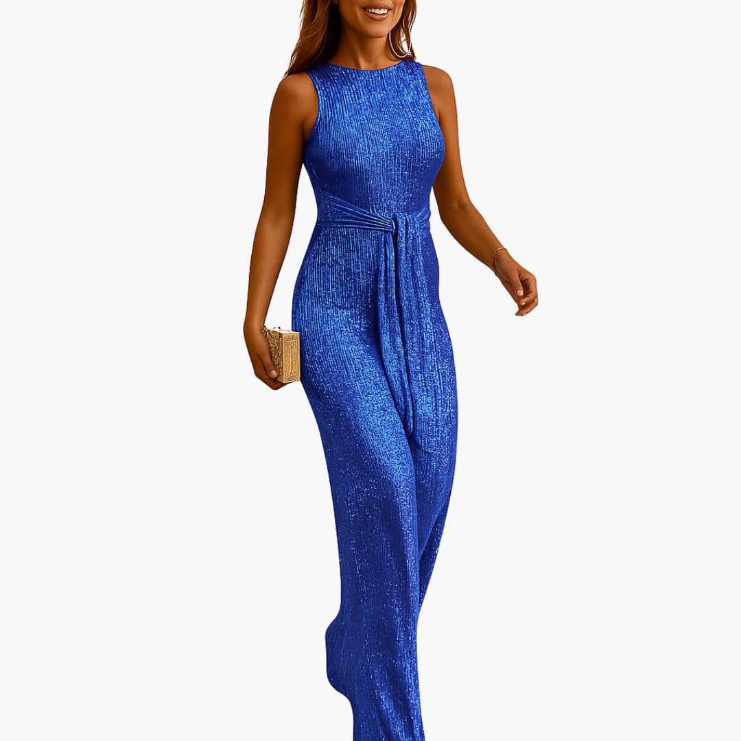 Summer Tank Jumpsuit for Women with Belted Waist