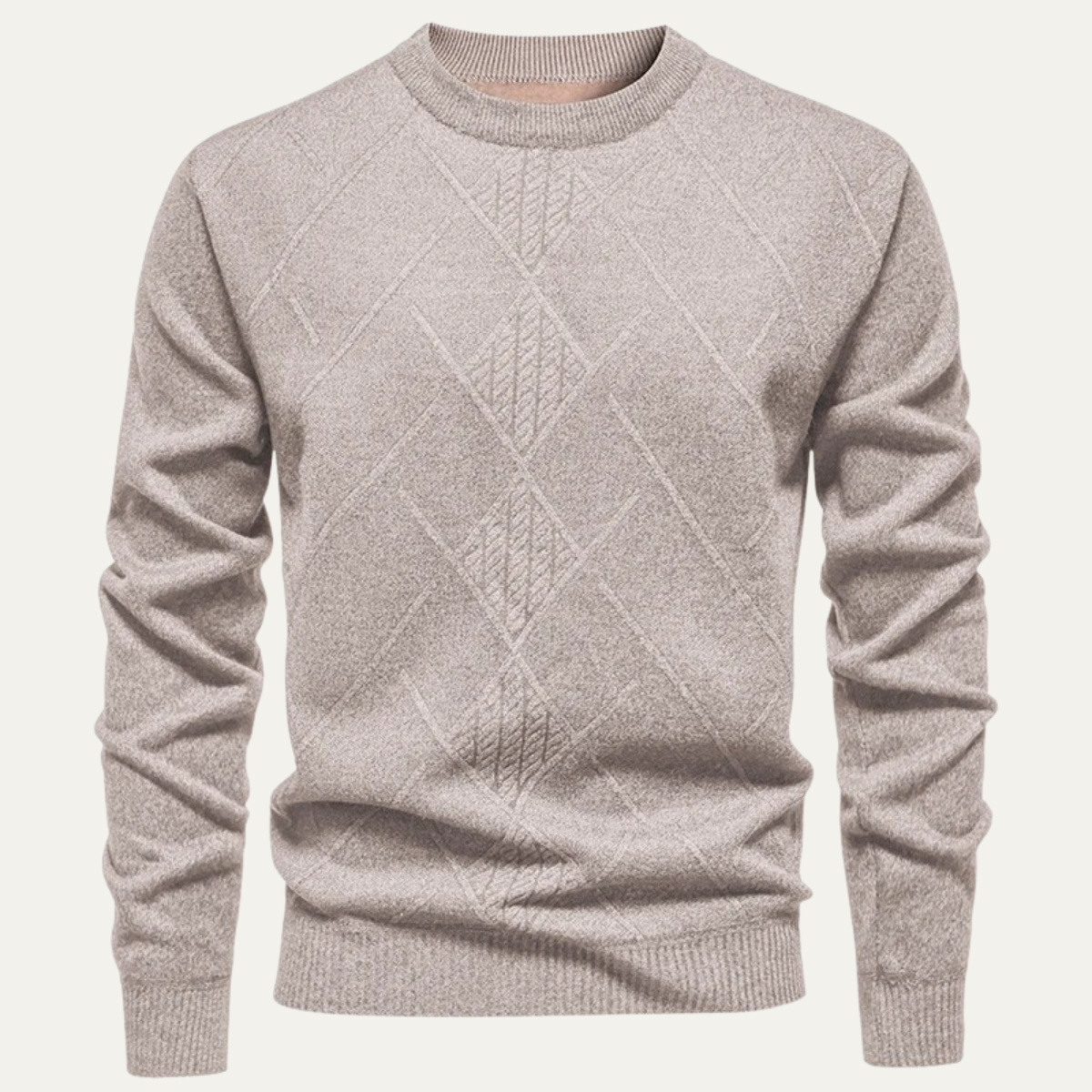 Cozy Men's Diamond Pattern Crew Neck Sweater