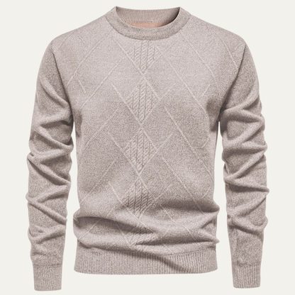 Cozy Men's Diamond Pattern Crew Neck Sweater