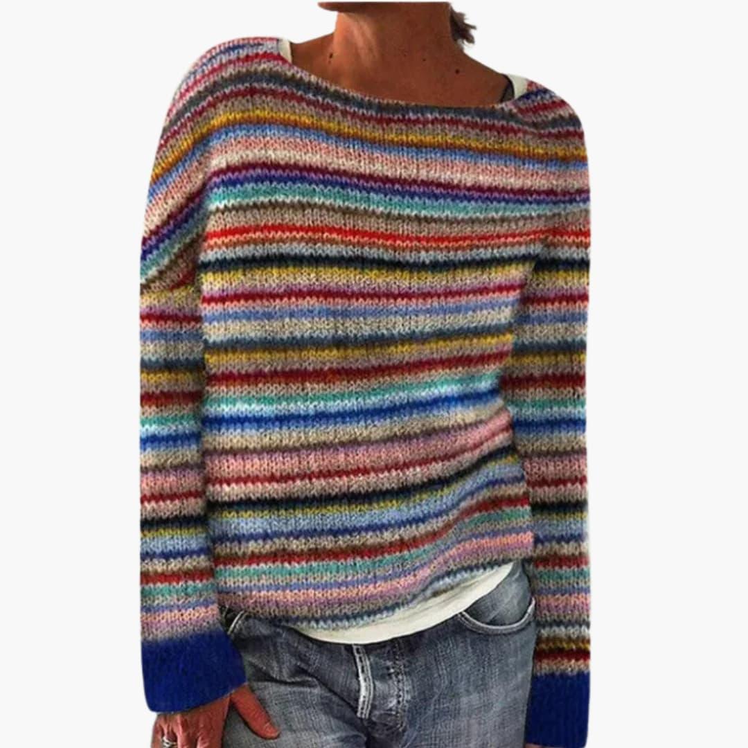 Soft Women's Crew Neck Patterned Sweater - Olytrend