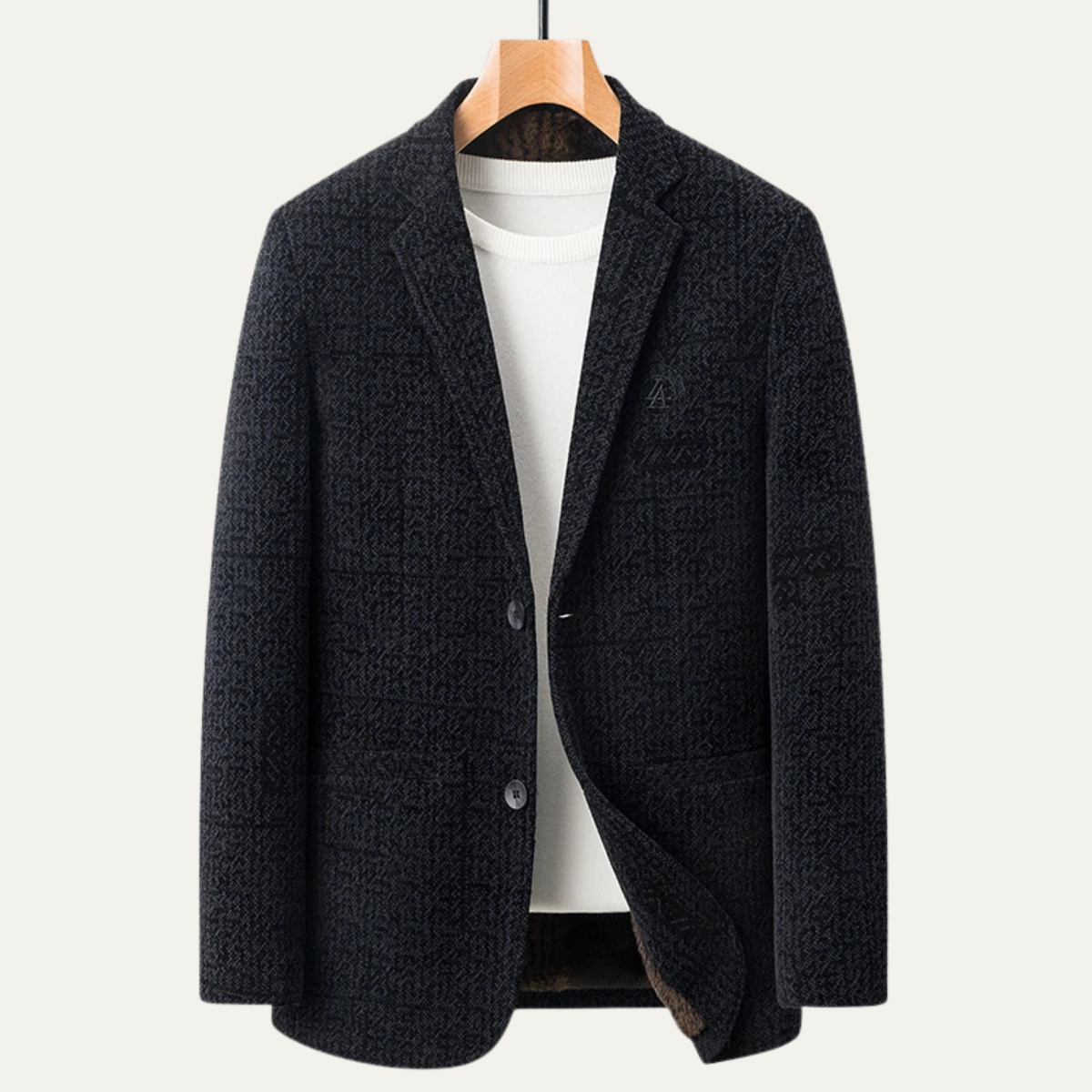 Luxury Men's Wool Blazer with Faux Fur Lining