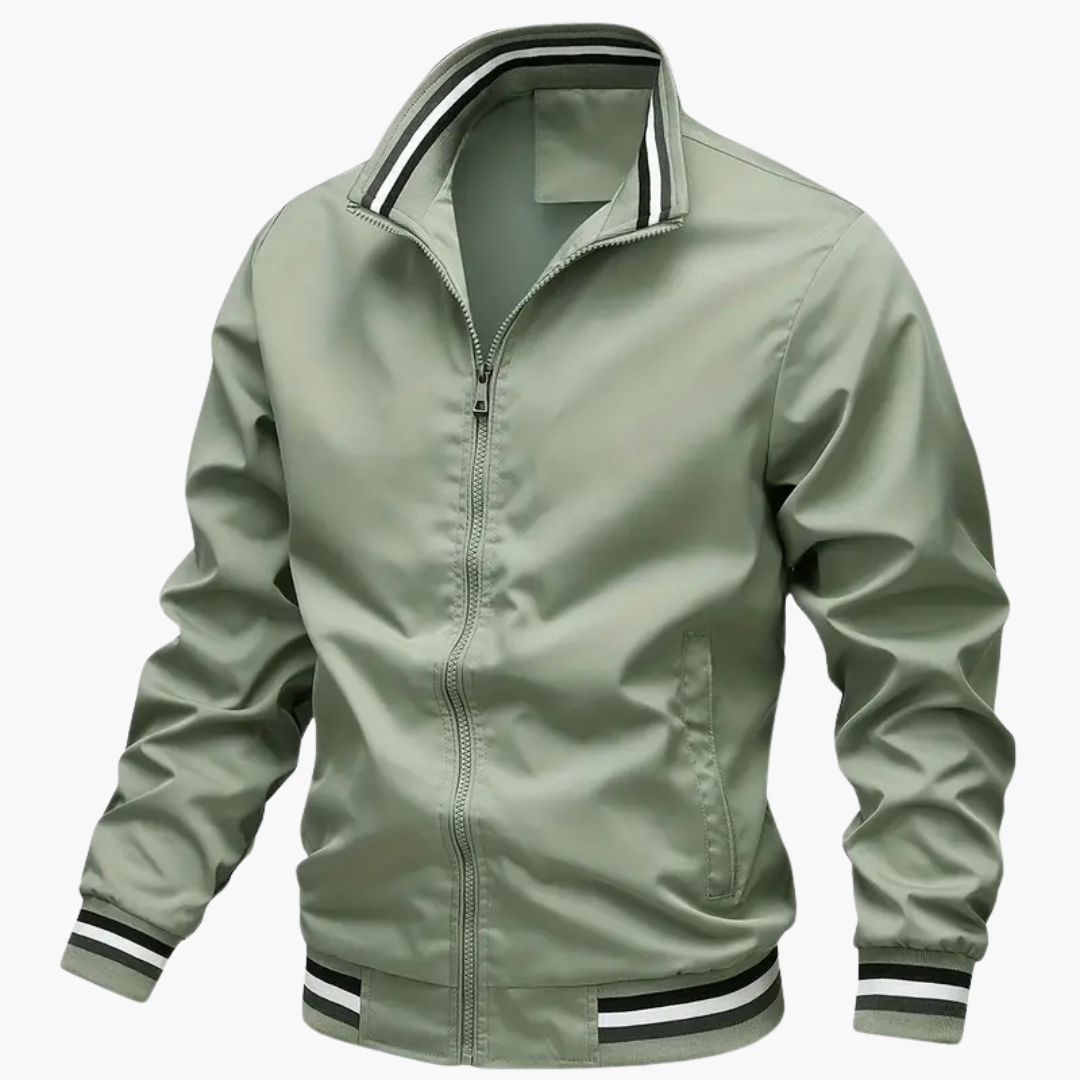 Men's Zip Up Jacket with Textured Trim