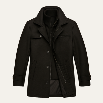 Waterproof Men's Long Coat with Adjustable Sleeves