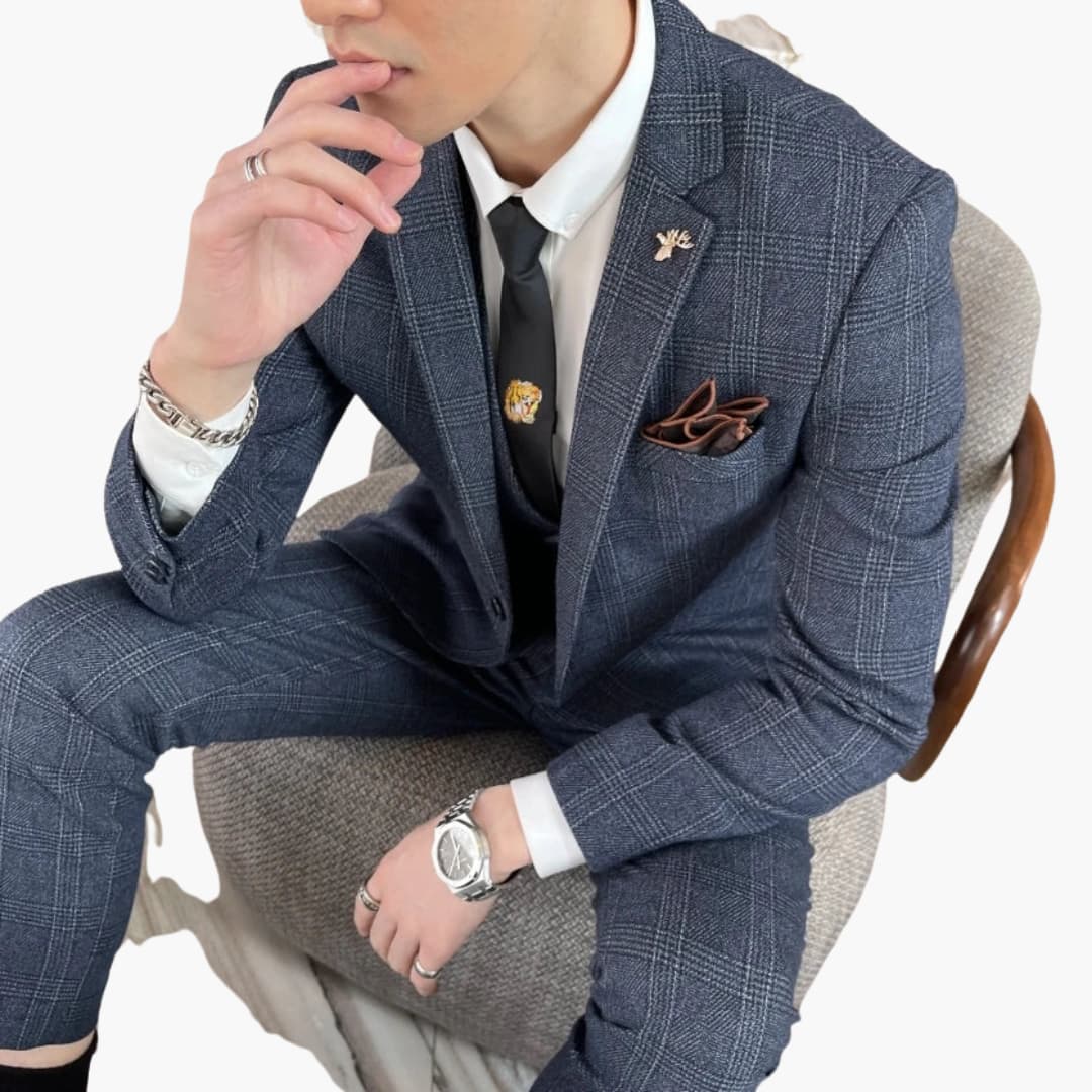 Classic Plaid Three-Piece Mens Suit