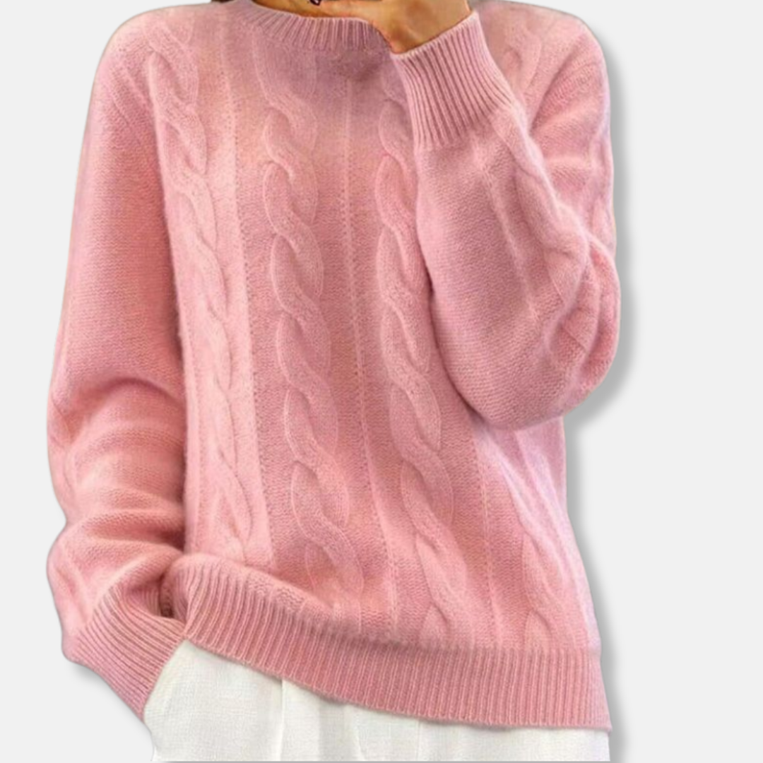 Casual Fit Cable Knit Crewneck Sweater