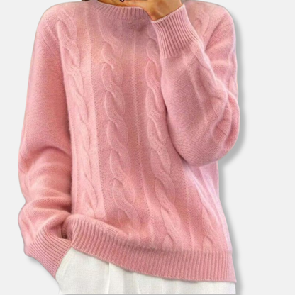 Casual Fit Cable Knit Crewneck Sweater
