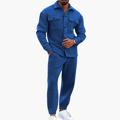 Casual Men's 2-Piece Long Sleeve Shirt Pant Set
