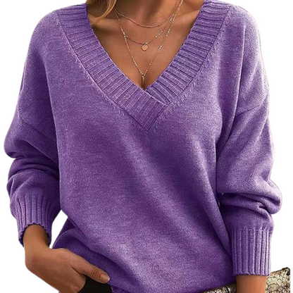 Women's Classic V Neck Knit Sweater
