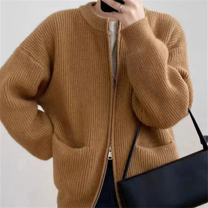 Cozy Oversized Zip Cardigan with Pockets