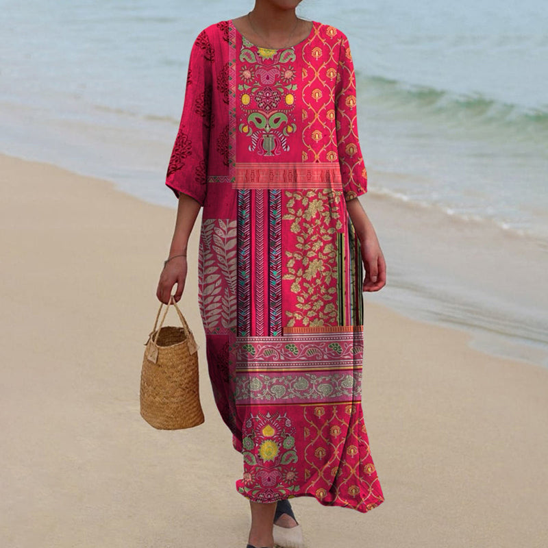 Relaxed Fit Floral Maxi Dress - Olytrend