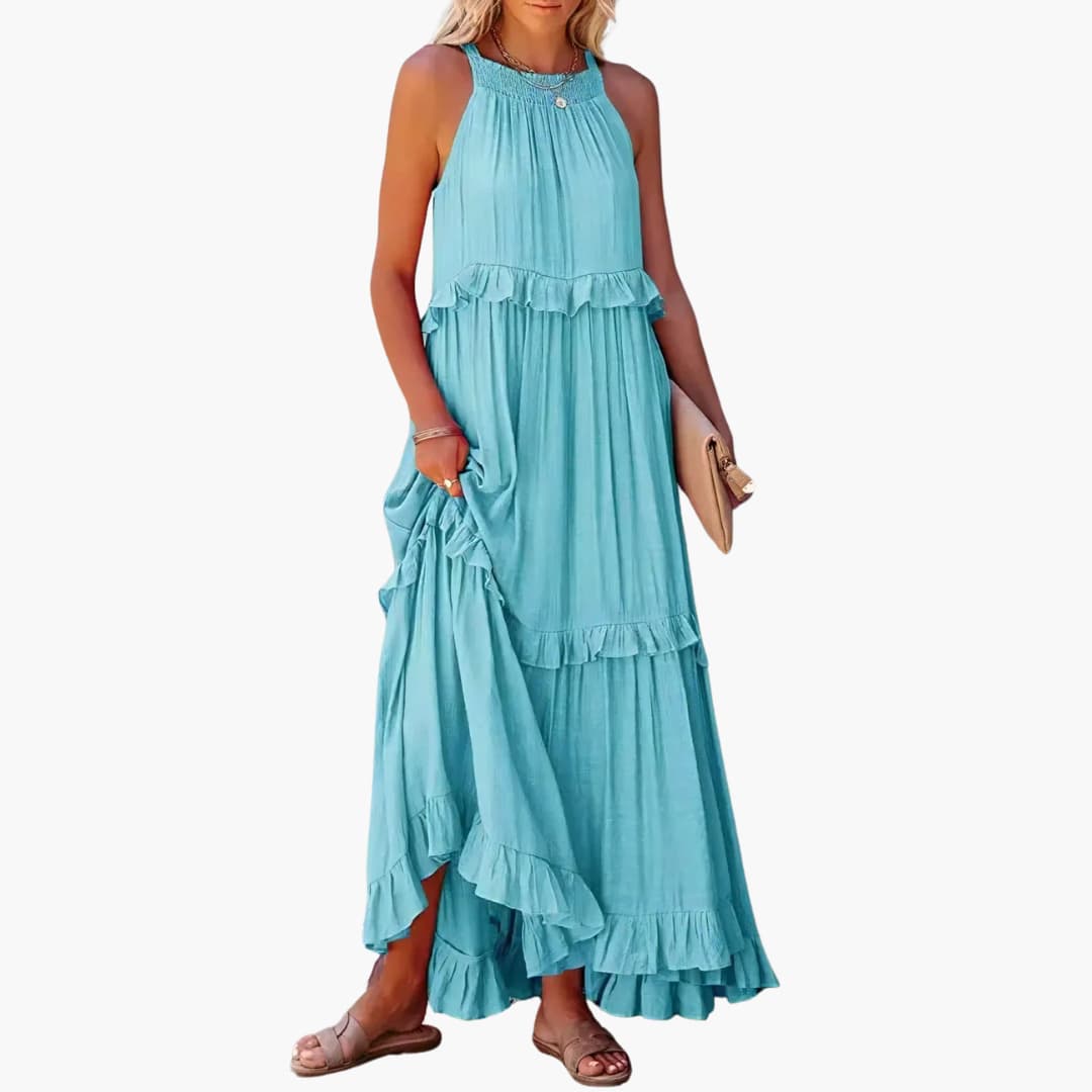 Flowy Long Dress for Women, Lightweight Ruffle Style
