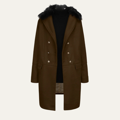 Luxury Men's Fur Trim Double Breasted Coat