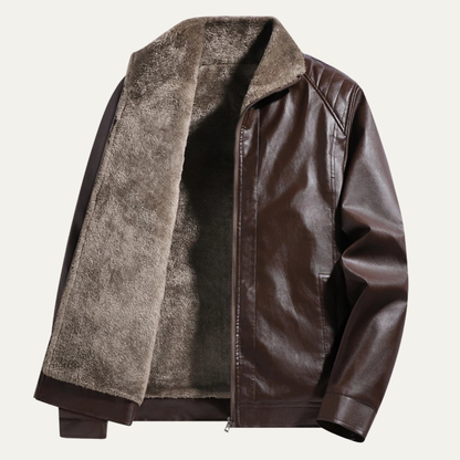 Warm Mens Leather Biker Fleece Lined Jacket Coat