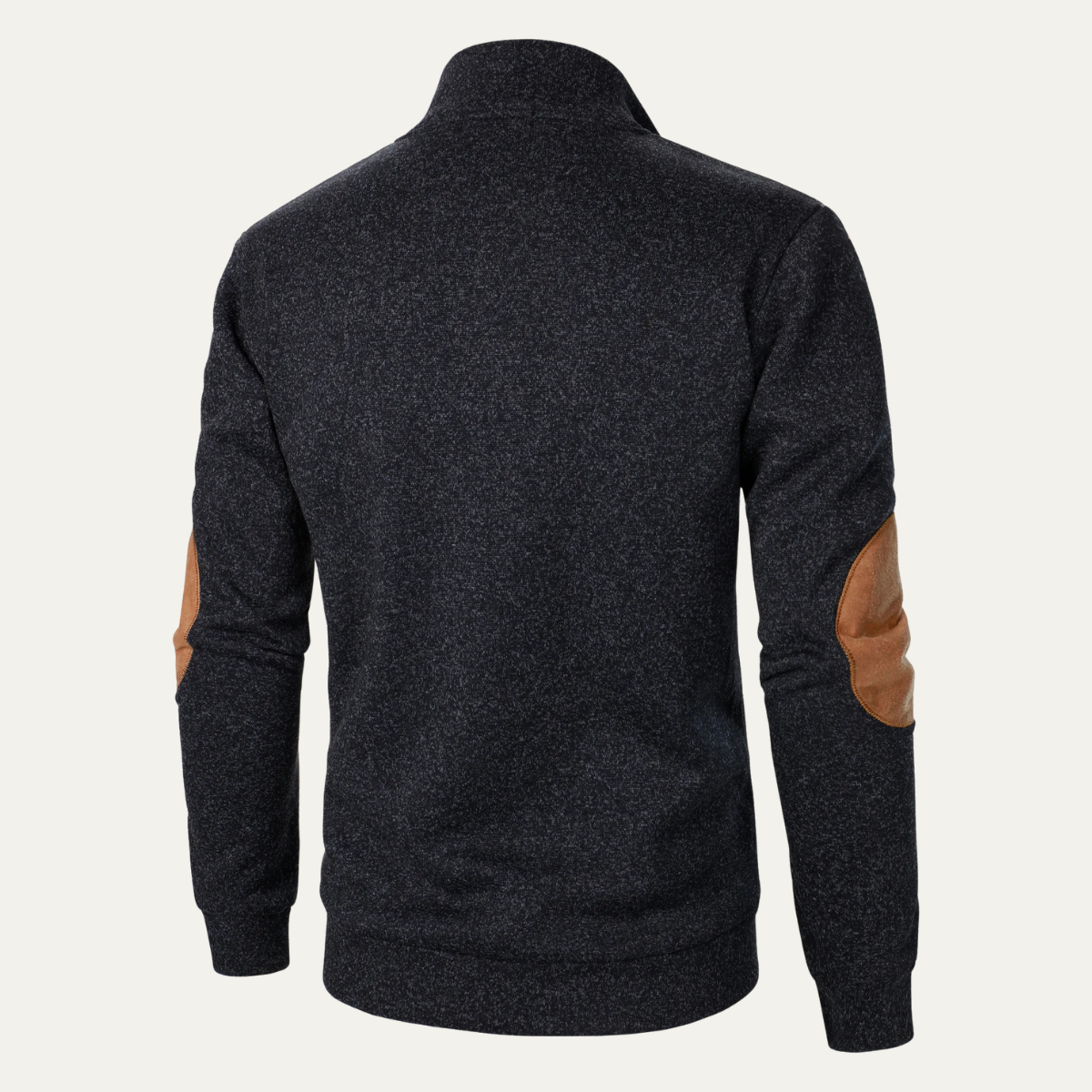 Rugged Men's Fleece Pullover with Leather Elbow Patches