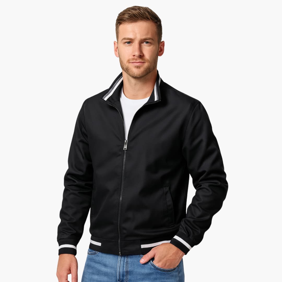 Men's Zip Up Jacket with Striped Bottom