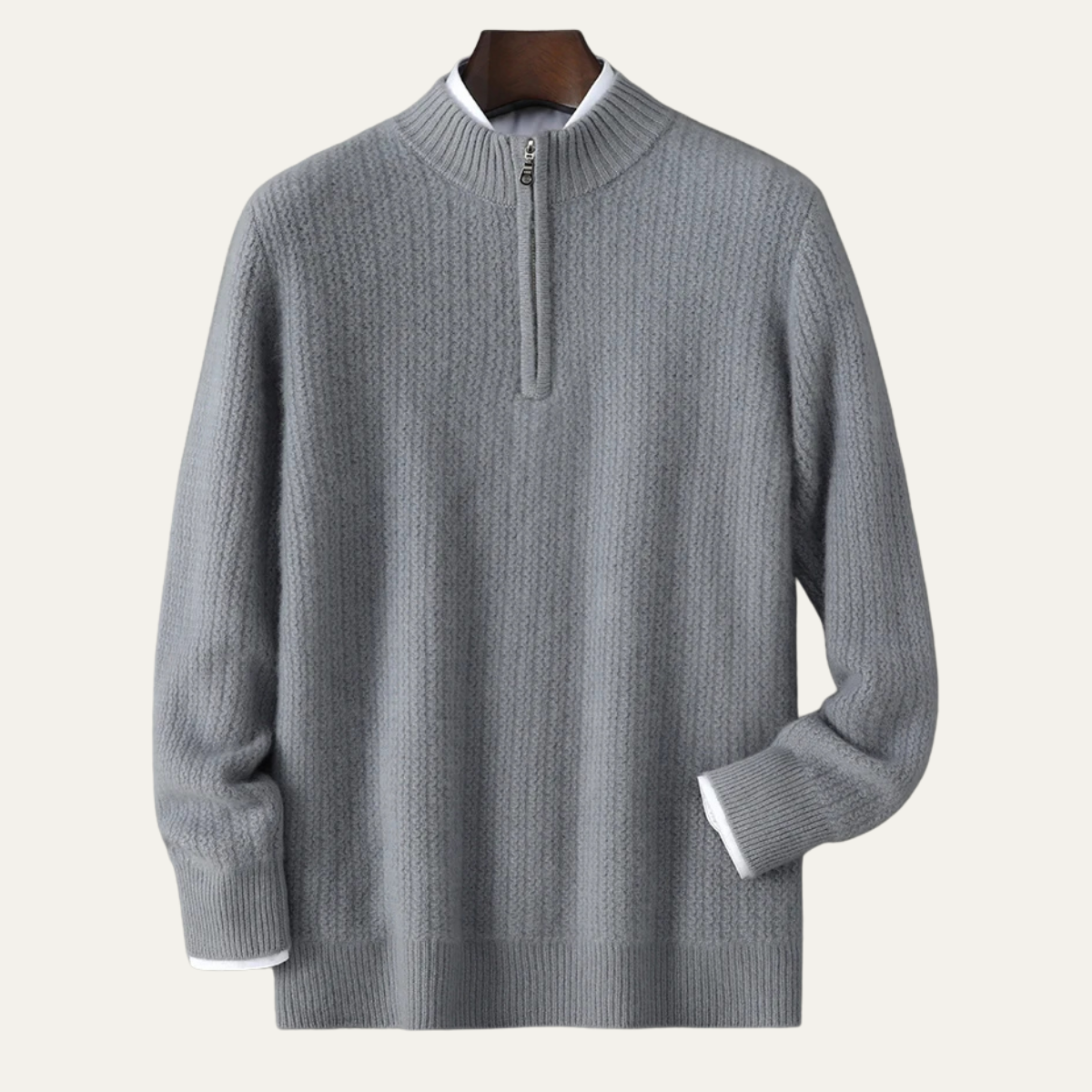 Warm Men's Cashmere Quarter Zip Knit Sweater