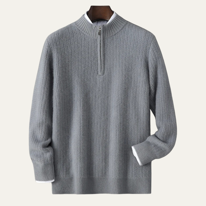 Warm Men's Cashmere Quarter Zip Knit Sweater